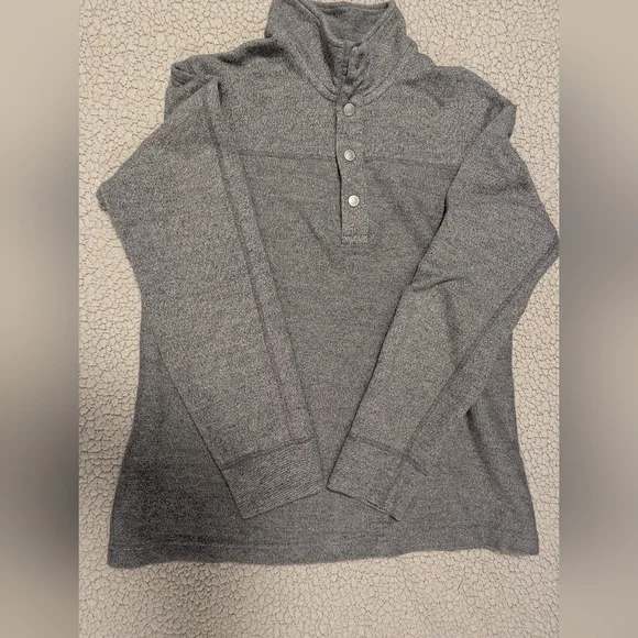 Reigning Champ Mélange Loopback 1/2 Half-Placket Snap Button Heathered Grey M - Picture 8 of 14